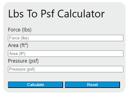 lbs to psf calculator