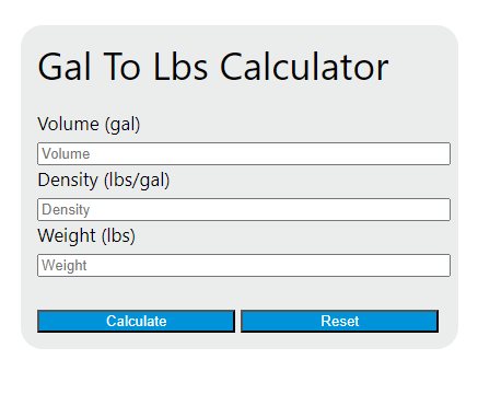 gal to pounds calculator