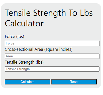 tensile strength to lbs calculator