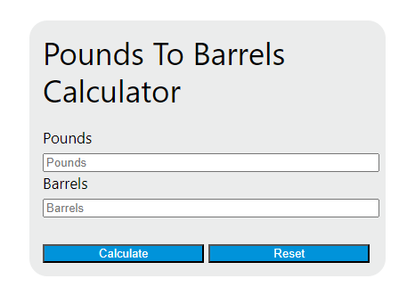 pounds to barrels calculator