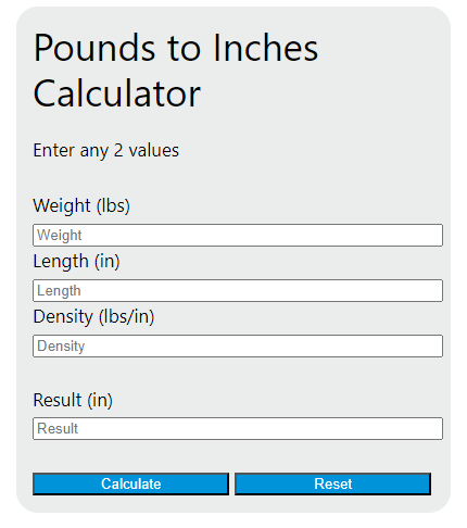 pounds to inches calculator