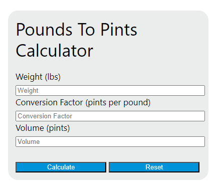 pounds to pints calculator