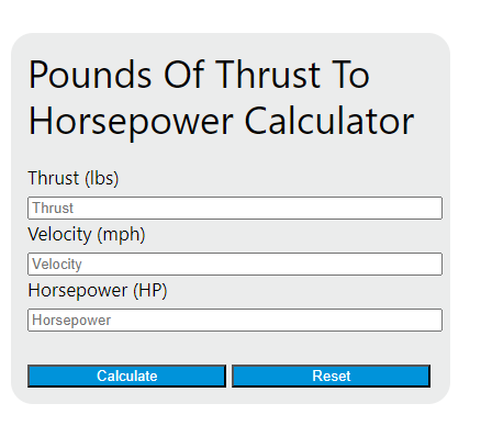pounds of thrust to horsepower calculator