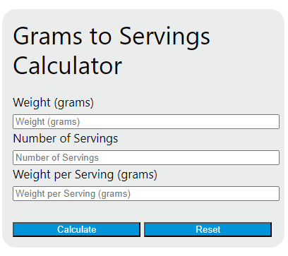 grams to servings calculator