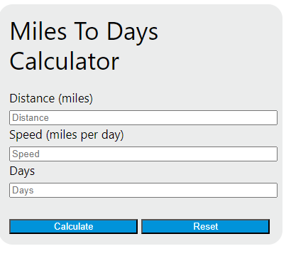 miles to days calculator