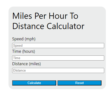 miles per hour to distance calculator