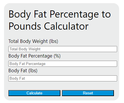 body fat percentage to pounds calculator