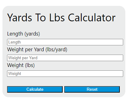 yards to lbs calculator