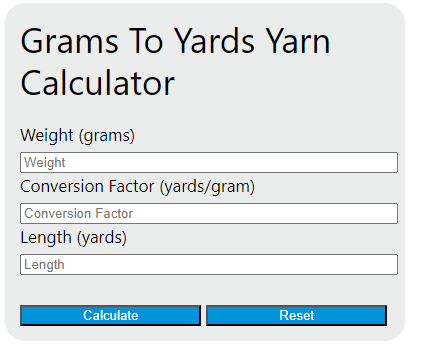grams to yards yarn calculator