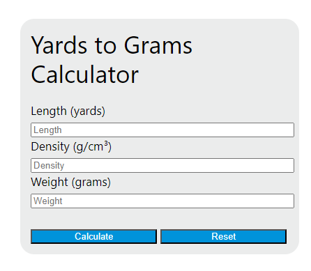 yards to grams calculator