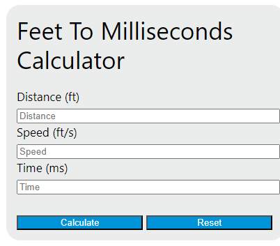 feet to milliseconds calculator