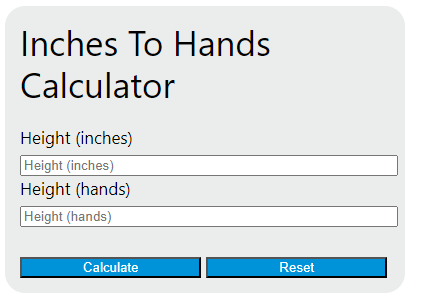 inches to hands calculator