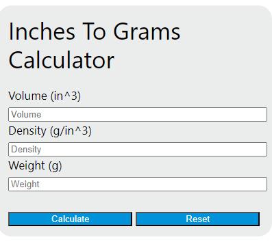 inches to grams calculator