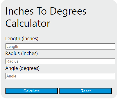 inches to degrees calculator