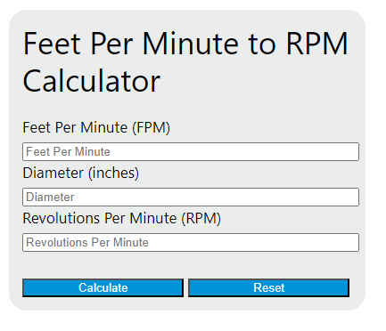 feet per minute to rpm calculator