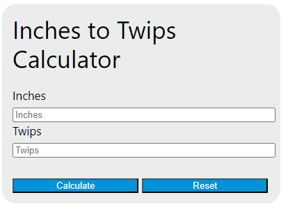 inches to twips calculator