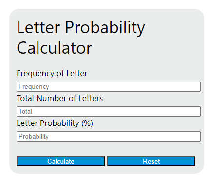 letter probability calculator
