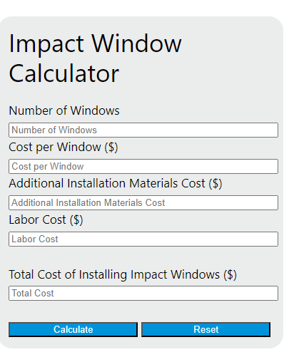 impact window calculator