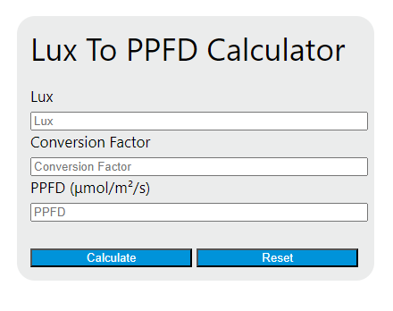 lux to ppfd calculator