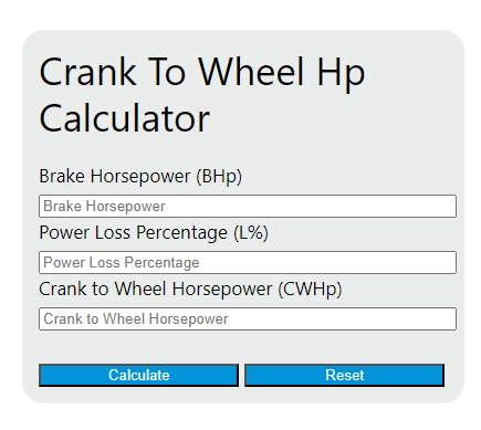 crank to wheel hp calculator
