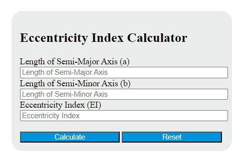 eccentricity index calculator