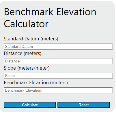 benchmark elevation calculator