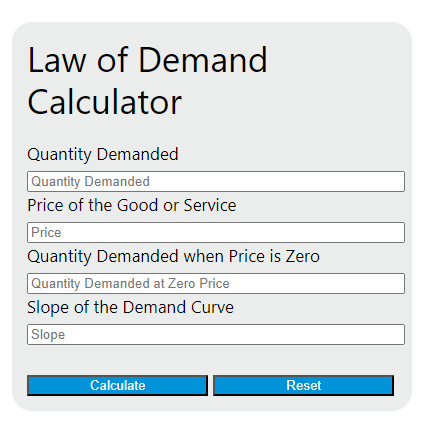 law of demand calculator
