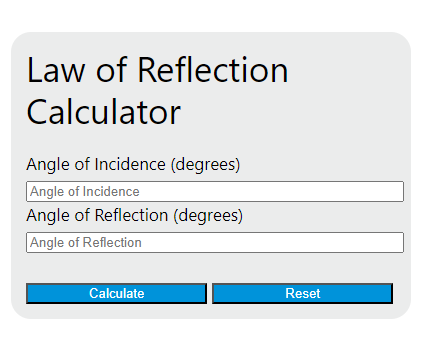 law of reflection calculator