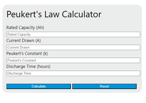 peukert's law calculator