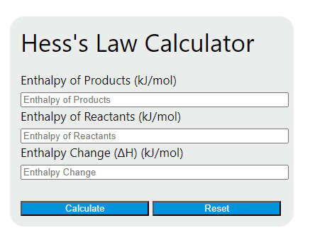 hess's law calculator