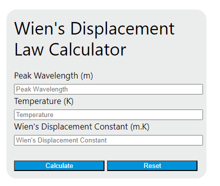 wien's displacement law calculator
