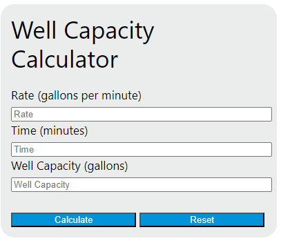 well capacity calculator