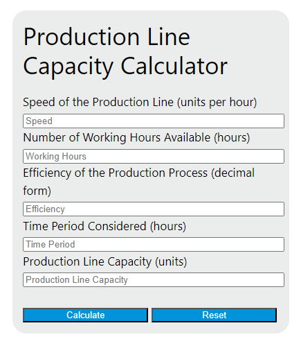 production line capacity calculator