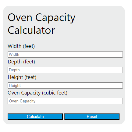 oven capacity calculator