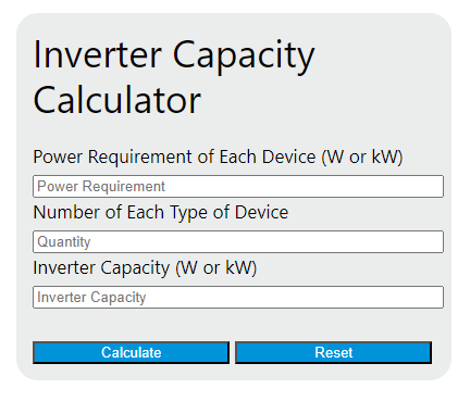 inverter capacity calculator