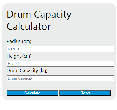 drum capacity calculator