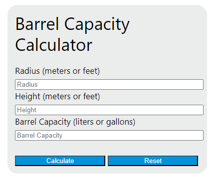 barrel capacity calculator