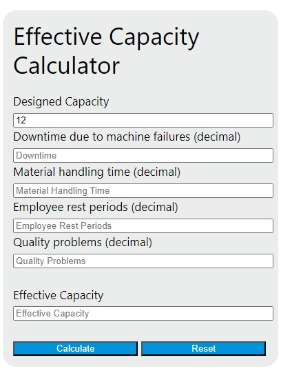 effective capacity calculator