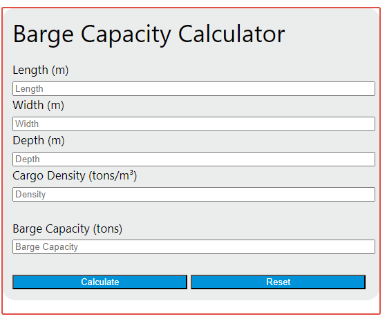 barge capacity calculator