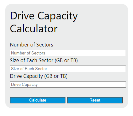 drive capacity calculator