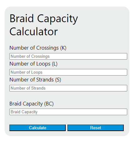 braid capacity calculator