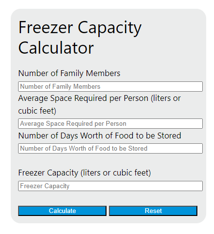 freezer capacity calculator