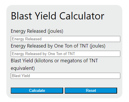 blast yield calculator