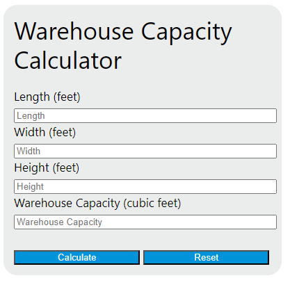 warehouse capacity calculator