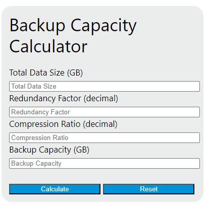 backup capacity calculator