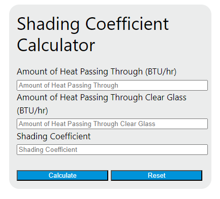 shading coefficient calculator