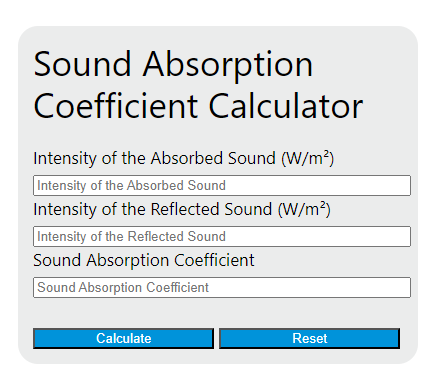 sound absorption coefficient calculator