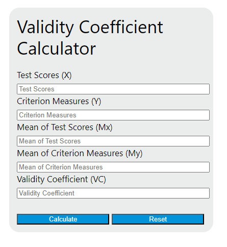 validity coefficient calculator
