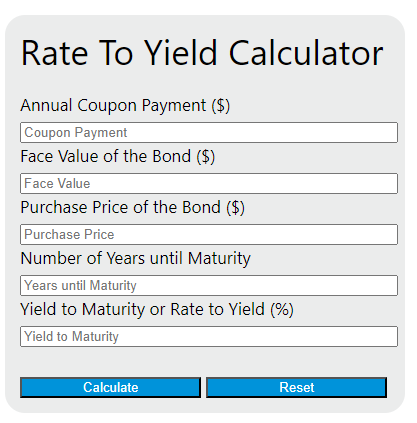 rate to yield calculator
