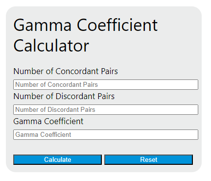 gamma coefficient calculator